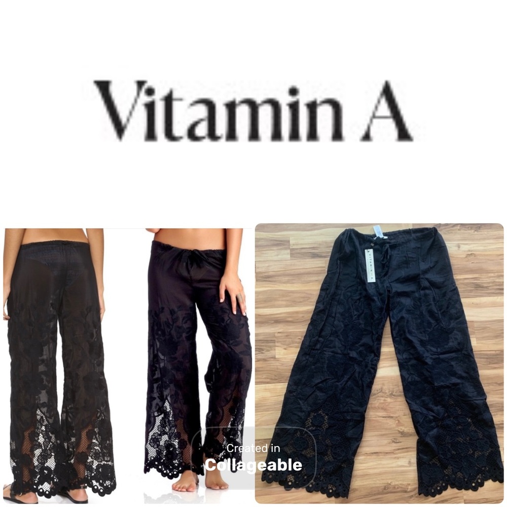 ‼️WOW‼️VITAMIN A BLACK 🖤GOLD COAST MALIA PANT by VITAMIN A MED black crochet‼️
